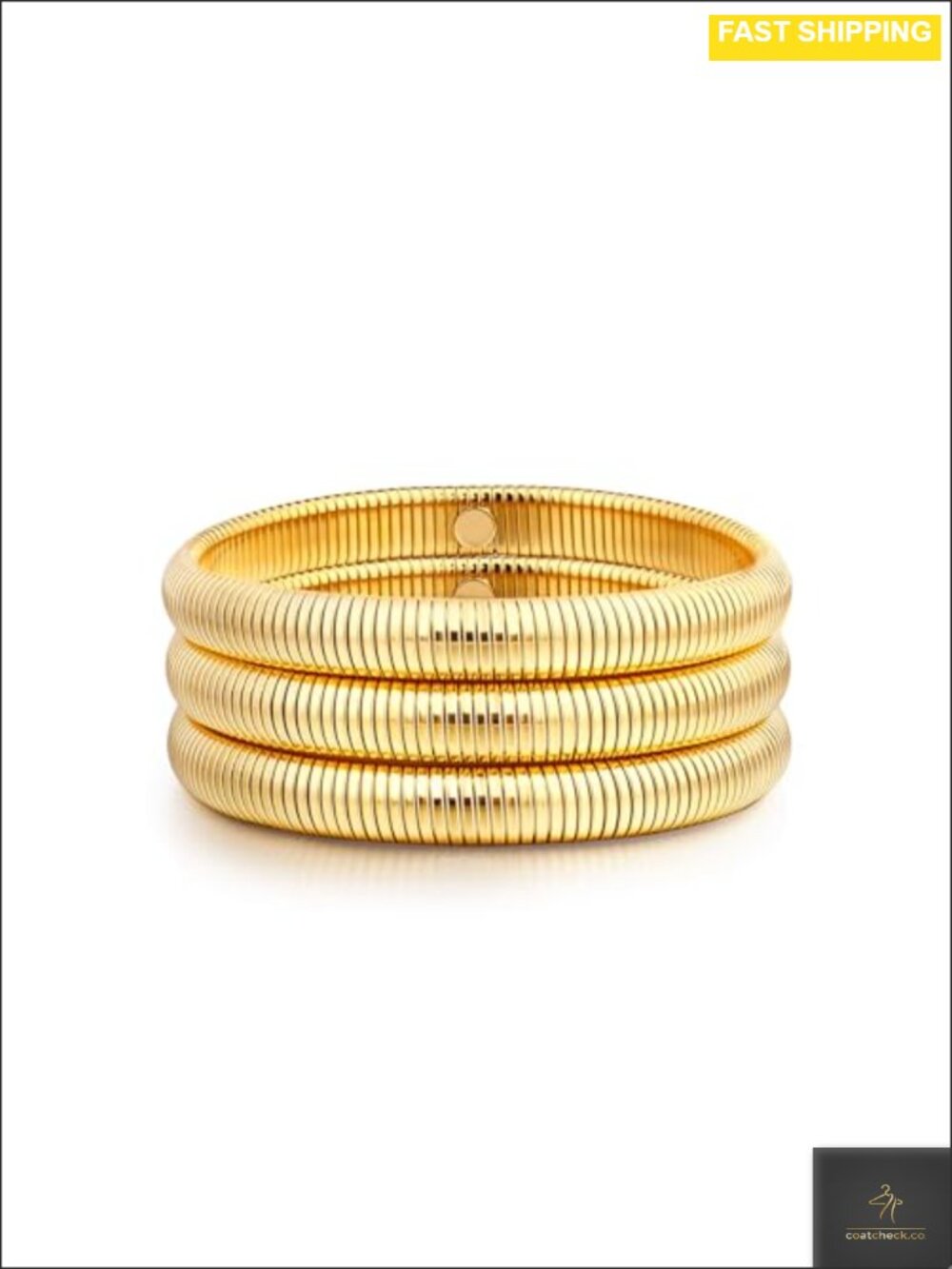 14k Gold Plated Snake Chain Bangle Bracelet Set Stretch Stackable